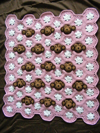 Crochet patterns baby boy & girl monkey face motif PDF digital download by Two Seaside Babes