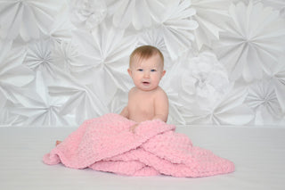 33" x 33" Baby Girl Pink | soft crochet baby blanket, wrap | for newborns, babies, toddlers | lovey, crib sizes