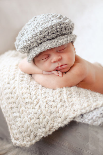 Wheat & Gray Marble | newborn photo prop layering baby blanket, basket stuffer, bucket filler