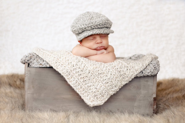 Wheat & Gray Marble | newborn photo prop layering baby blanket, basket stuffer, bucket filler