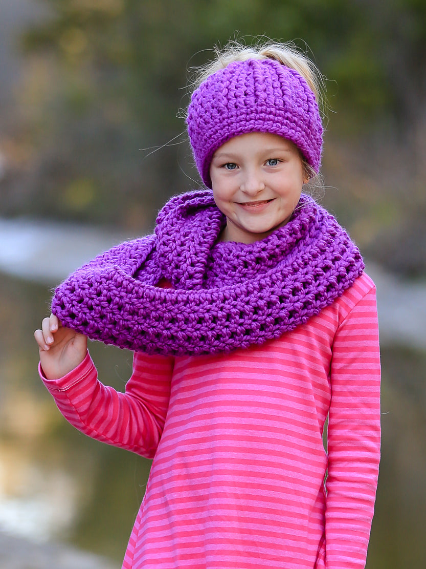 Purple orchid infinity cowl winter scarf by Two Seaside Babes