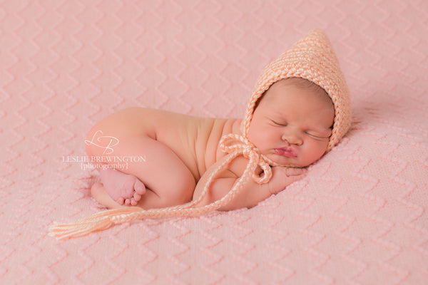 Peach Pixie Elf Baby Hat