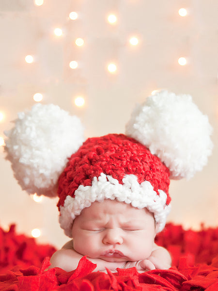 Newborn Baby Santa hat | Christmas hat | Red & White pom pom by Two Seaside Babes