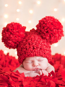 Newborn Red Pom Pom Hat