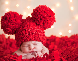 Newborn Red Pom Pom Hat