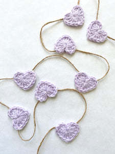 Lavender Valentine's Day heart farmhouse garland by Two Seaside Babes