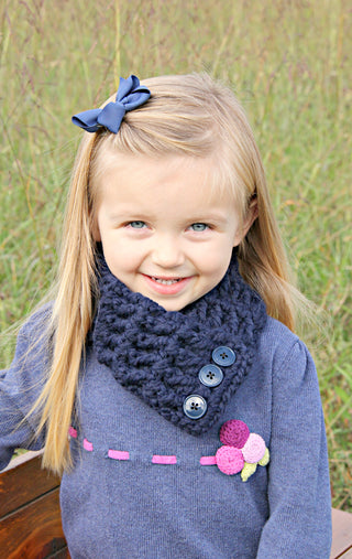 1T to 4T Toddler Navy Blue Button Scarf