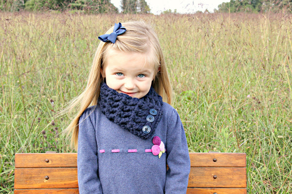 1T to 4T Toddler Navy Blue Button Scarf
