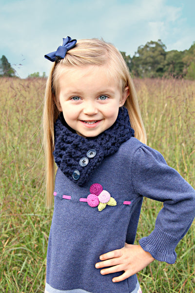 1T to 4T Toddler Navy Blue Button Scarf