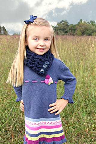 1T to 4T Toddler Navy Blue Button Scarf