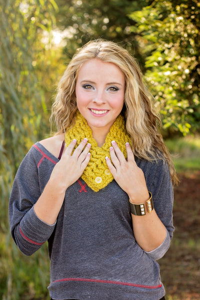 Yellow citron button scarf
