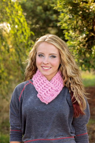 Adult Pink Blossom Button Scarf 