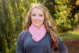 Adult Pink Blossom Button Scarf 