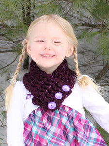 Eggplant sparkle button scarf by Two Seaside Babes