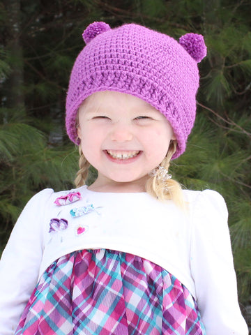 Orchid mini pom pom hat by Two Seaside Babes