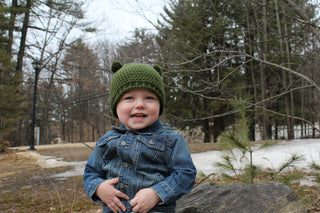 Olive green mini pom pom hat