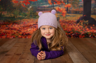 Lavender mini pom pom hat