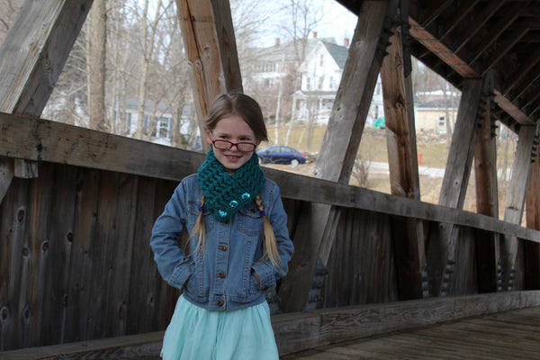 Teal button scarf