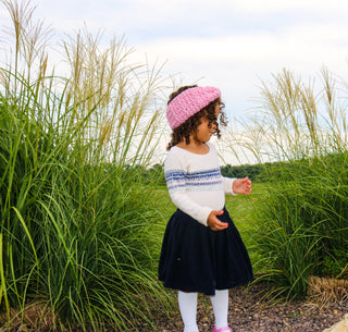 Pink blossom knotted bow winter headband