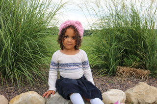 Pink blossom knotted bow winter headband