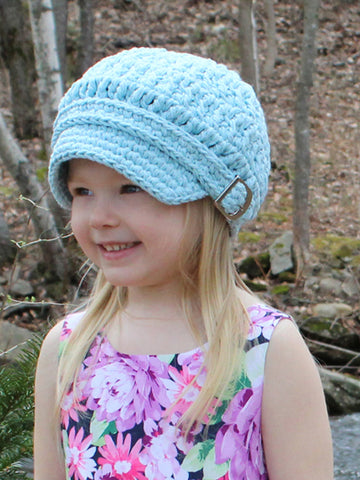 Pale blue buckle newsboy cap by Two Seaside Babes
