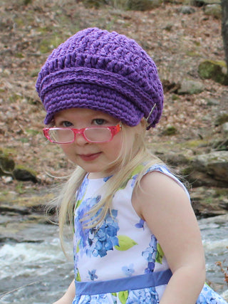 Dark purple buckle newsboy cap by Two Seaside Babes