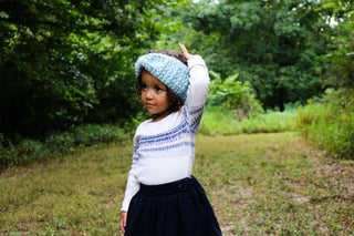 Sky blue knotted bow winter headband