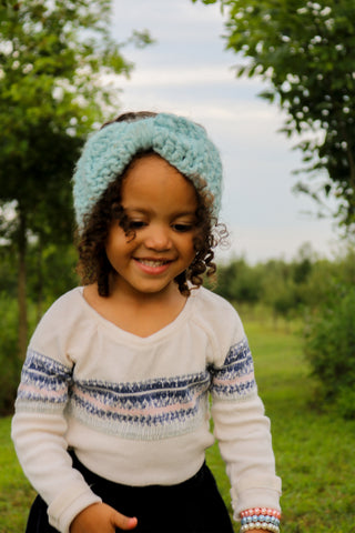 Sky blue knotted bow winter headband