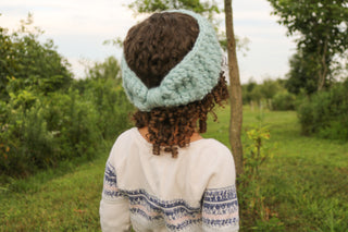 Sky blue knotted bow winter headband