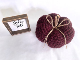 Red wine fall farmhouse decor crochet pumpkin