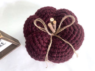 Red wine fall farmhouse decor crochet pumpkin