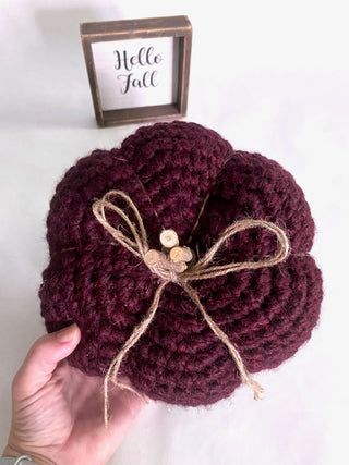 Red wine fall farmhouse decor crochet pumpkin