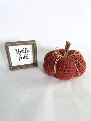 Pumpkin spice fall farmhouse decor crochet pumpkin by Two Seaside Babes