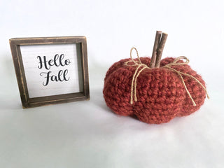 Pumpkin spice fall farmhouse decor crochet pumpkin