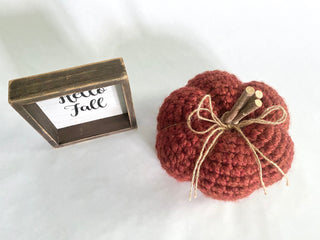 Pumpkin spice fall farmhouse decor crochet pumpkin