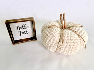 Cream fall farmhouse decor crochet pumpkin