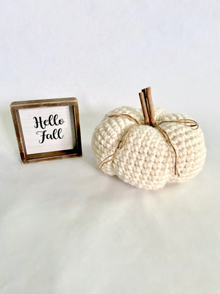 Cream fall farmhouse decor crochet pumpkin by Two Seaside Babes