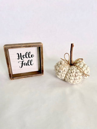 Wheat fall farmhouse decor crochet pumpkin by Two Seaside Babes