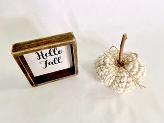 Wheat fall farmhouse decor crochet pumpkin