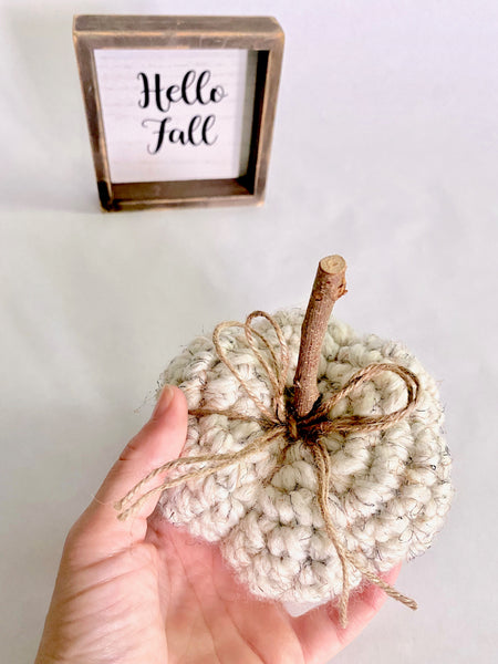 Wheat fall farmhouse decor crochet pumpkin