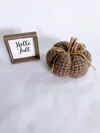 Barnwood brown fall farmhouse decor crochet pumpkin by Two Seaside Babes