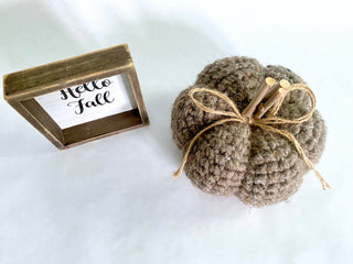 Barnwood brown fall farmhouse decor crochet pumpkin