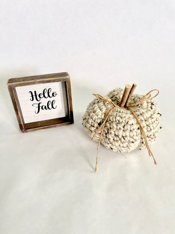 Oatmeal fall farmhouse decor crochet pumpkin by Two Seaside Babes