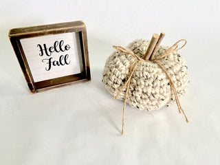 Oatmeal fall farmhouse decor crochet pumpkin