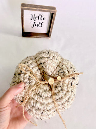 Oatmeal fall farmhouse decor crochet pumpkin