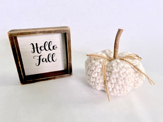 Cream sparkle fall farmhouse decor crochet pumpkin