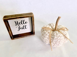 Cream sparkle fall farmhouse decor crochet pumpkin