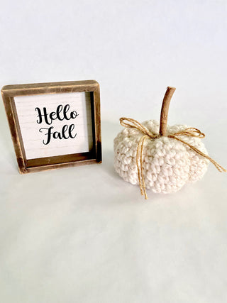 Cream sparkle fall farmhouse decor crochet pumpkin by Two Seaside Babes