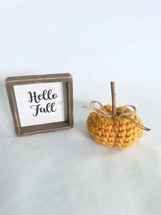 Mustard fall farmhouse decor crochet pumpkin by Two Seaside Babes