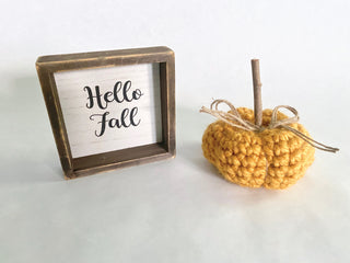 Mustard fall farmhouse decor crochet pumpkin